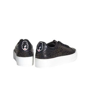 Alice + Olivia Ezra Black Leather Perforated White Platform Sneakers